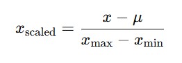 Picture showing the formula to calculate mean normalization